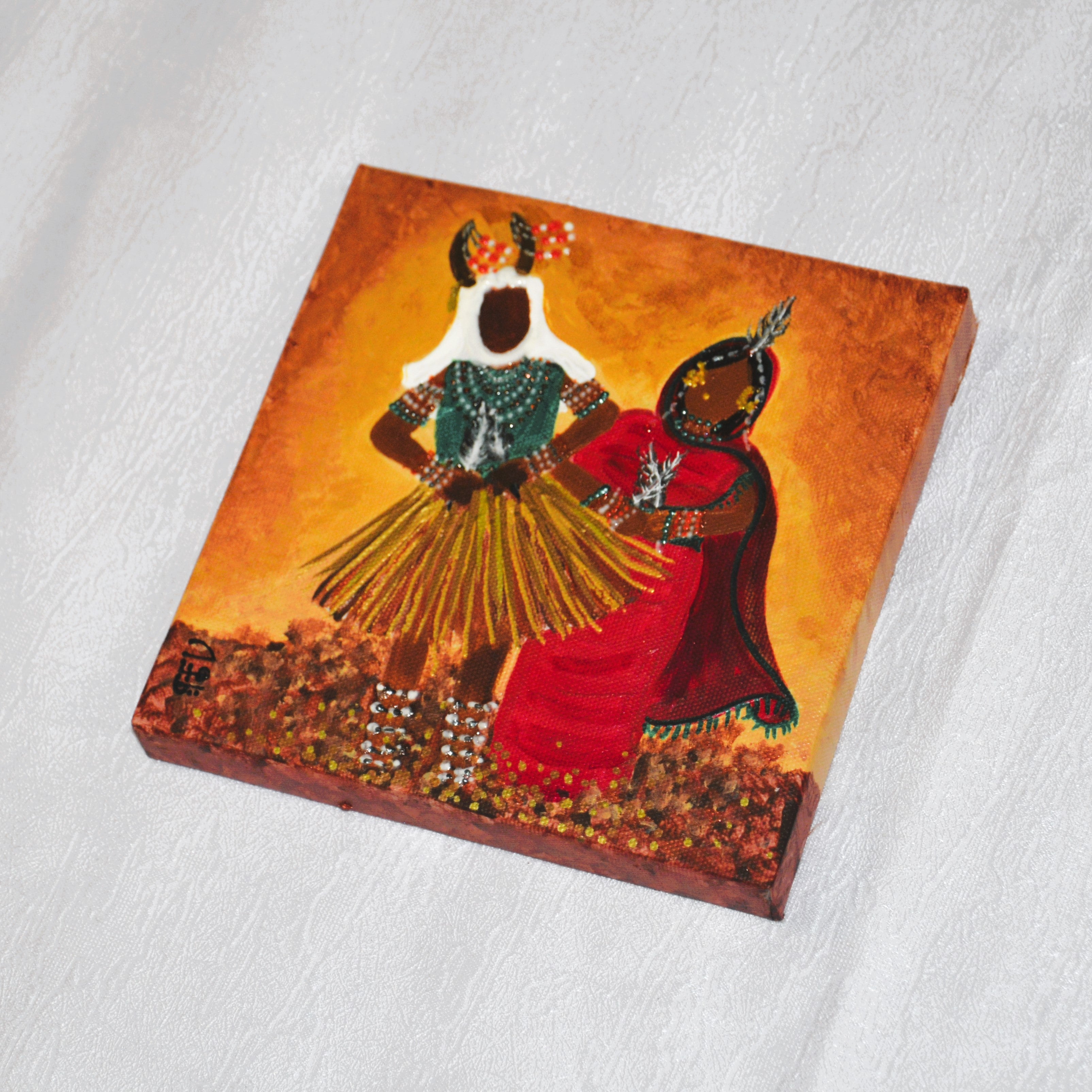 Al Dalang Couple Painting (Mini canvas)- عرسان الدلنج