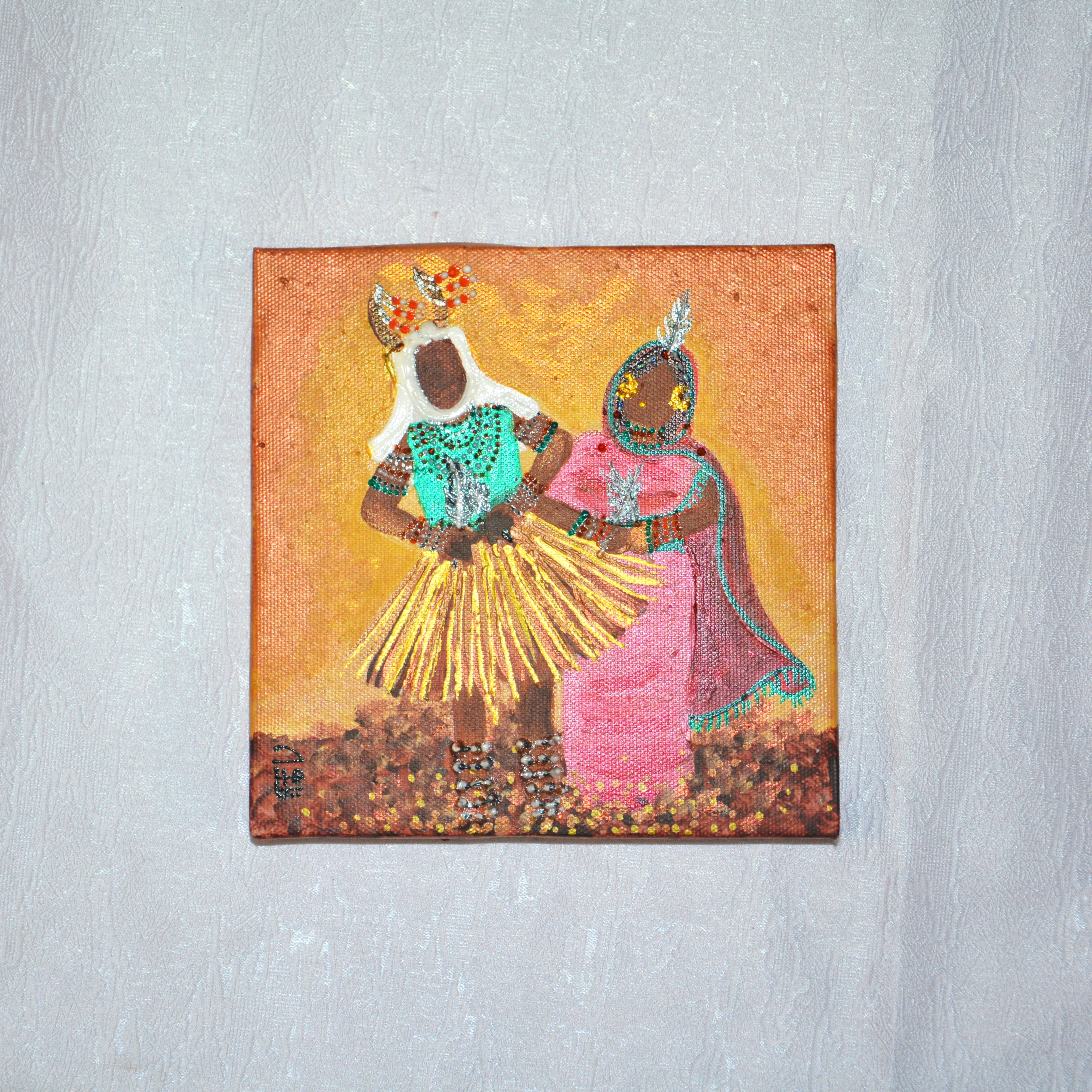 Al Dalang Couple Painting (Mini canvas)- عرسان الدلنج