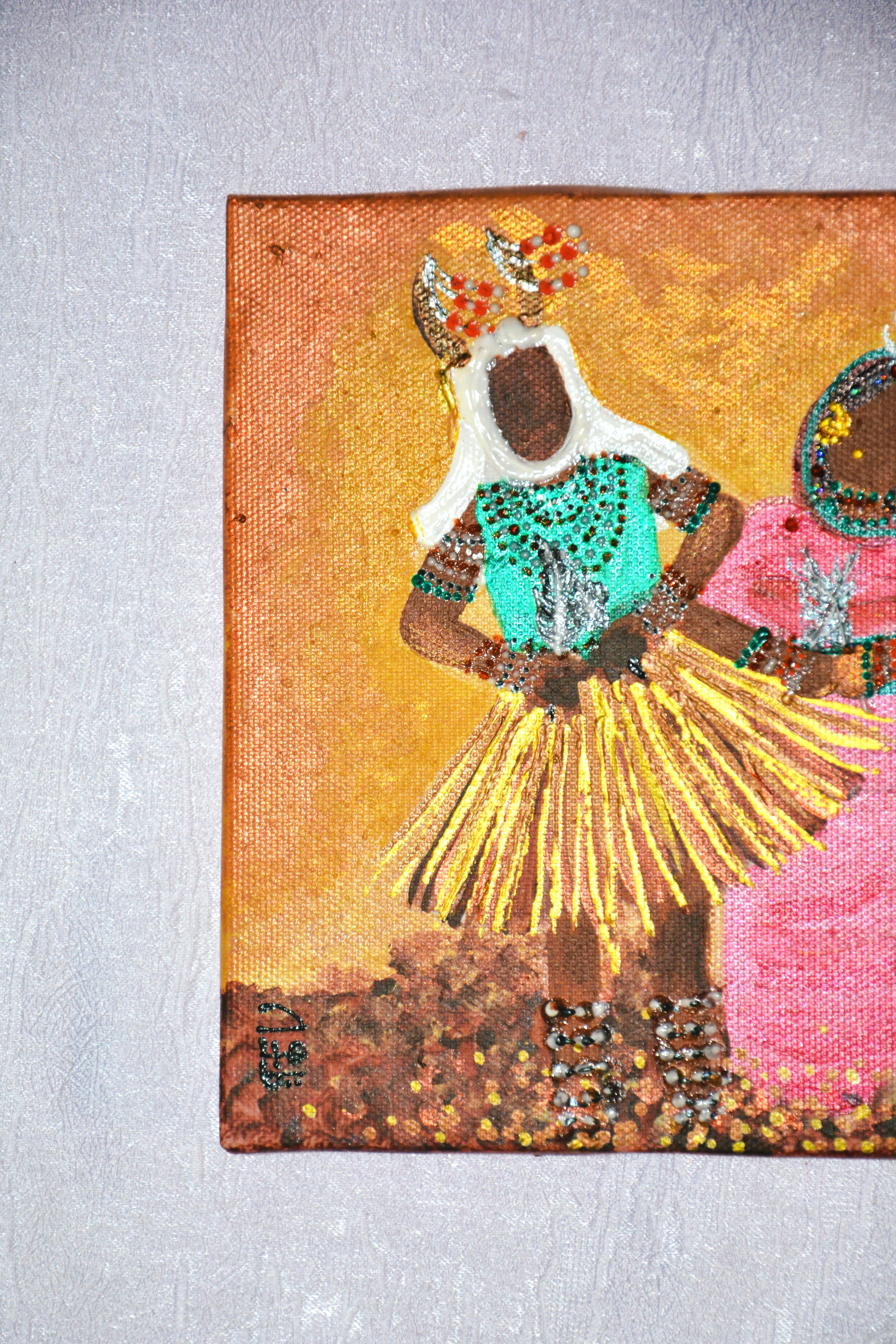 Al Dalang Couple Painting (Mini canvas)- عرسان الدلنج