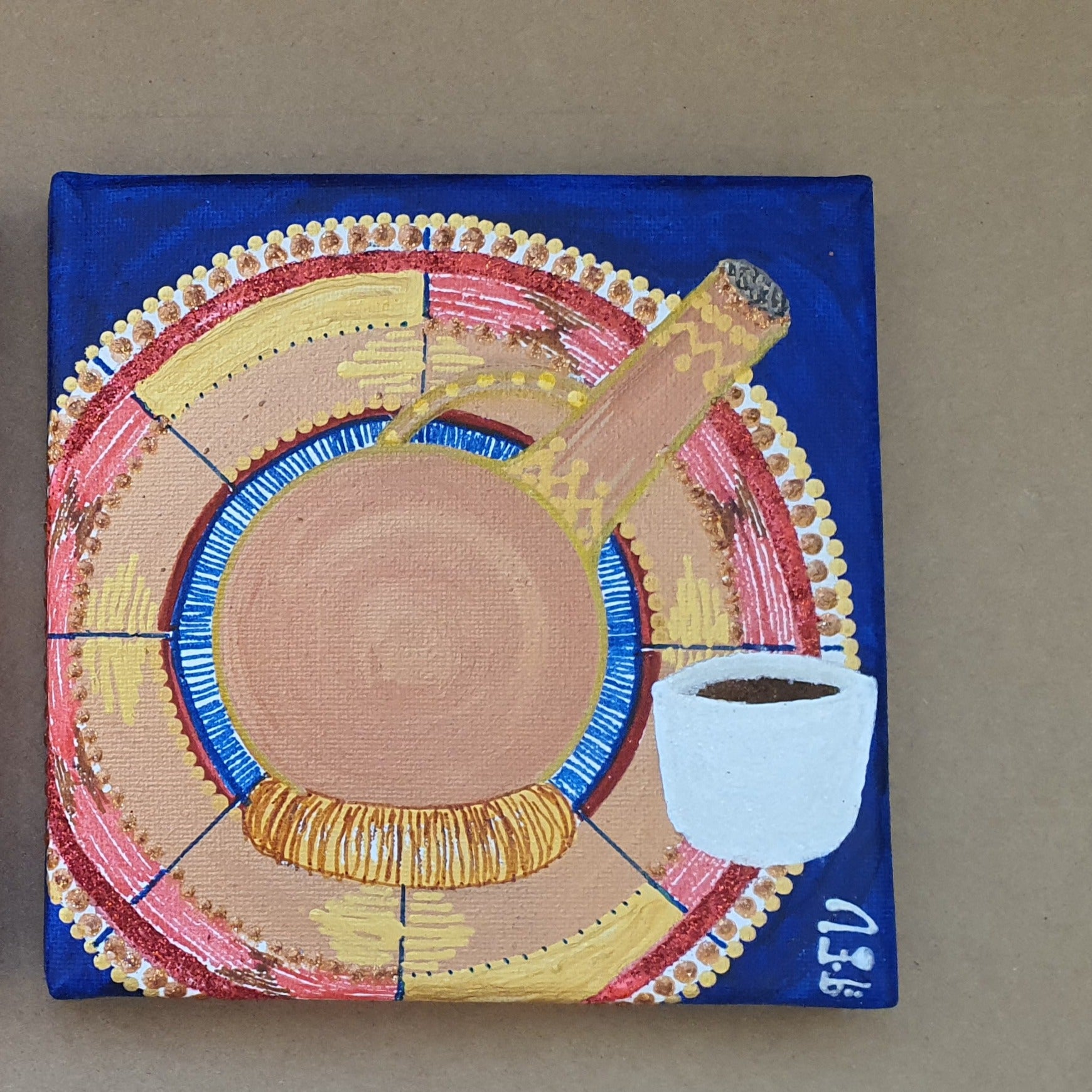 A Chat Over Coffee Painting (Mini canvas)- ونسة القهوة