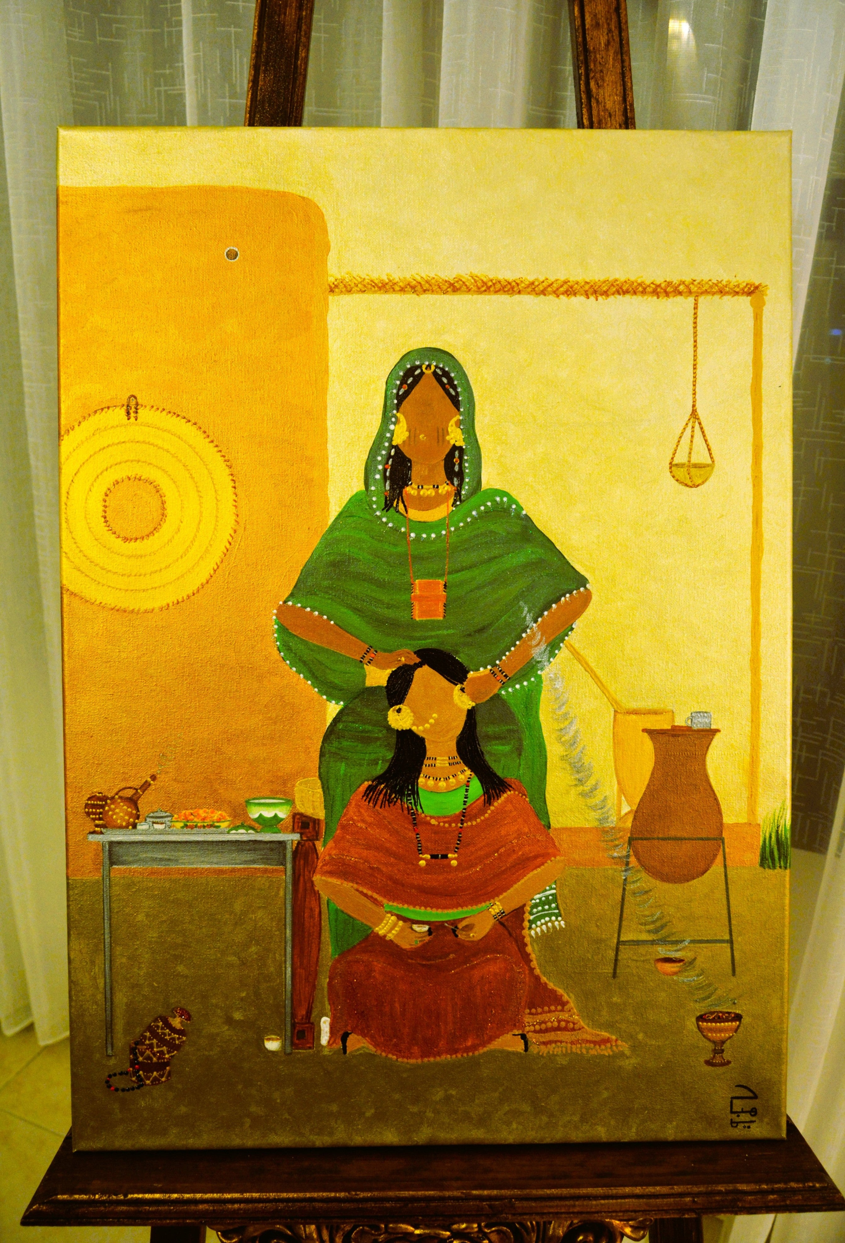 The Hair Breader in Omdurman Painting- لوحة المشاطة في امدرمان