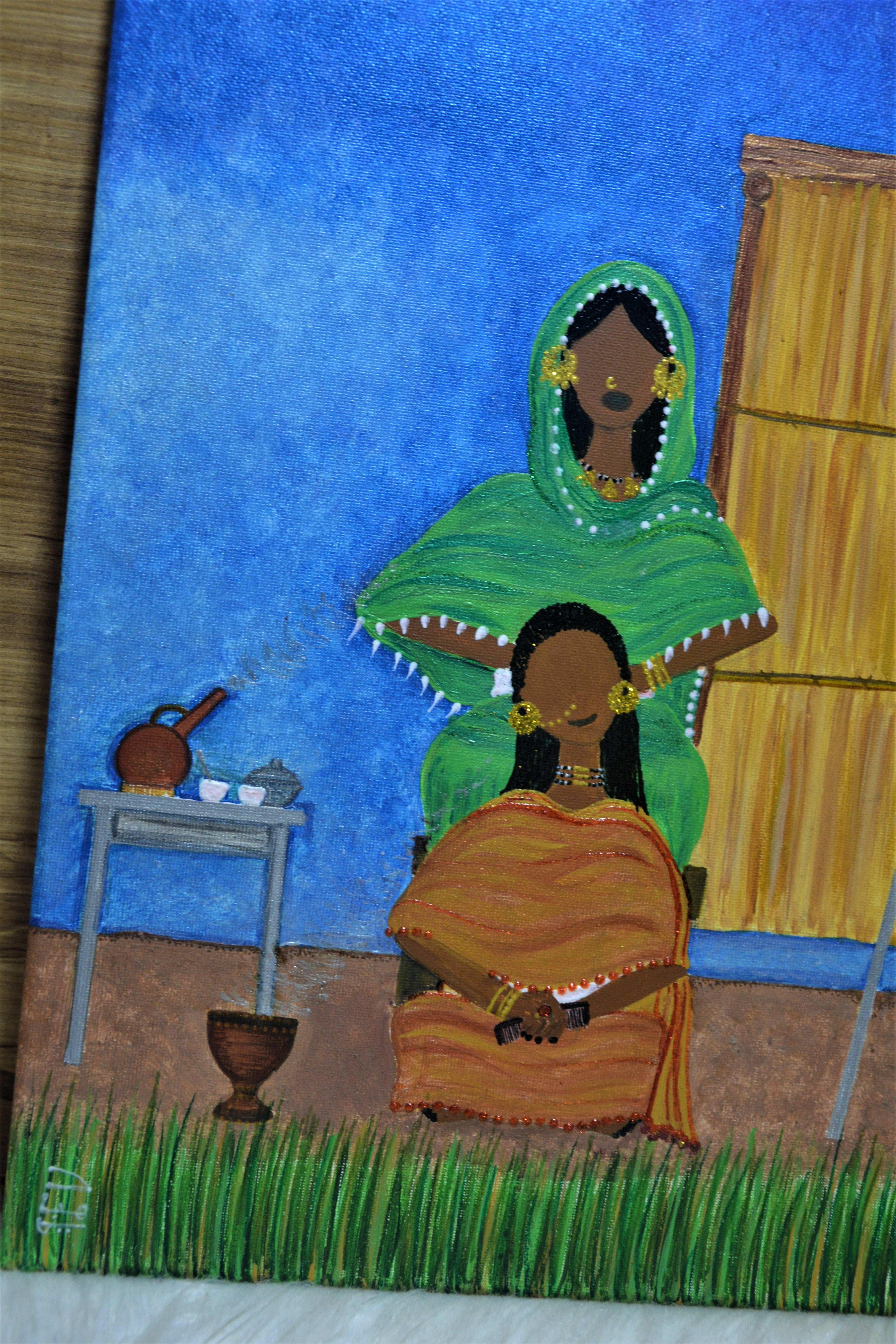 Higaziya the Hair Braider Painting- لوحة حجازية المشاطة