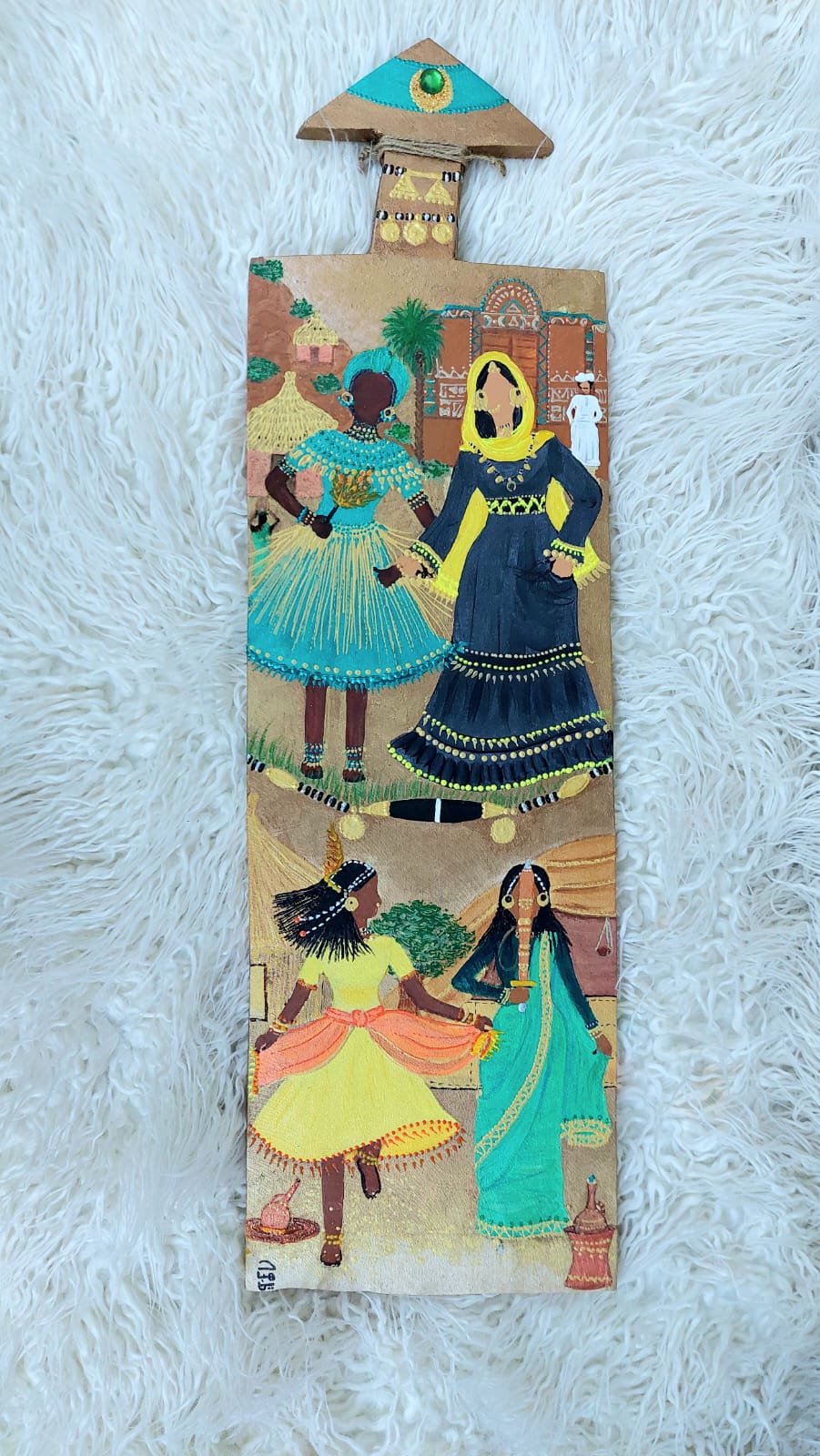 In the dancing circle wooden slate painting
