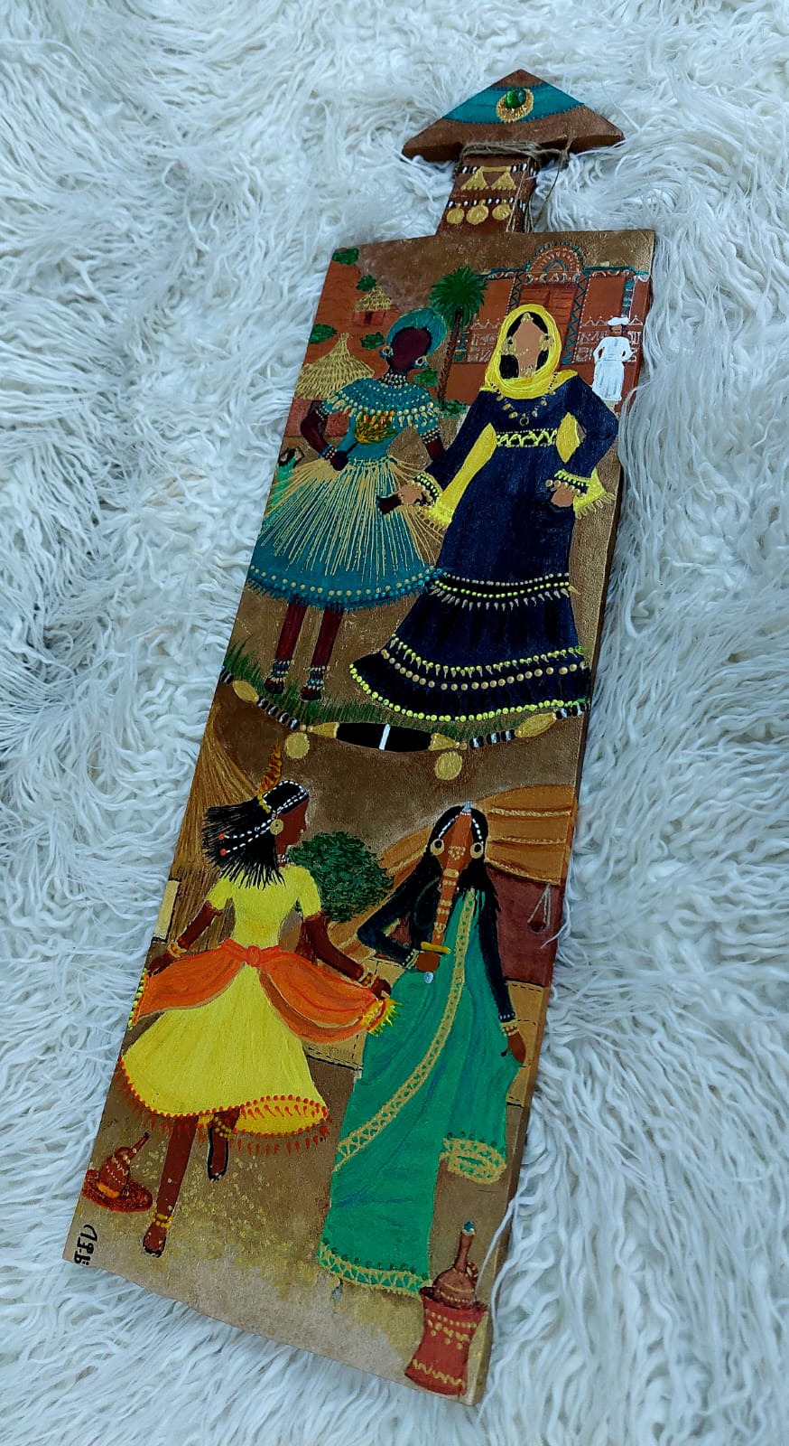 In the dancing circle wooden slate painting