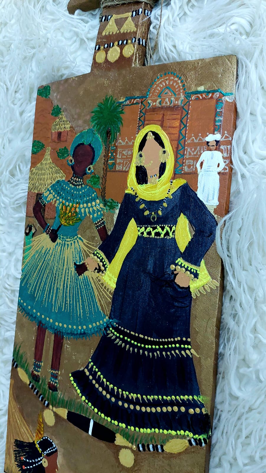 In the dancing circle wooden slate painting