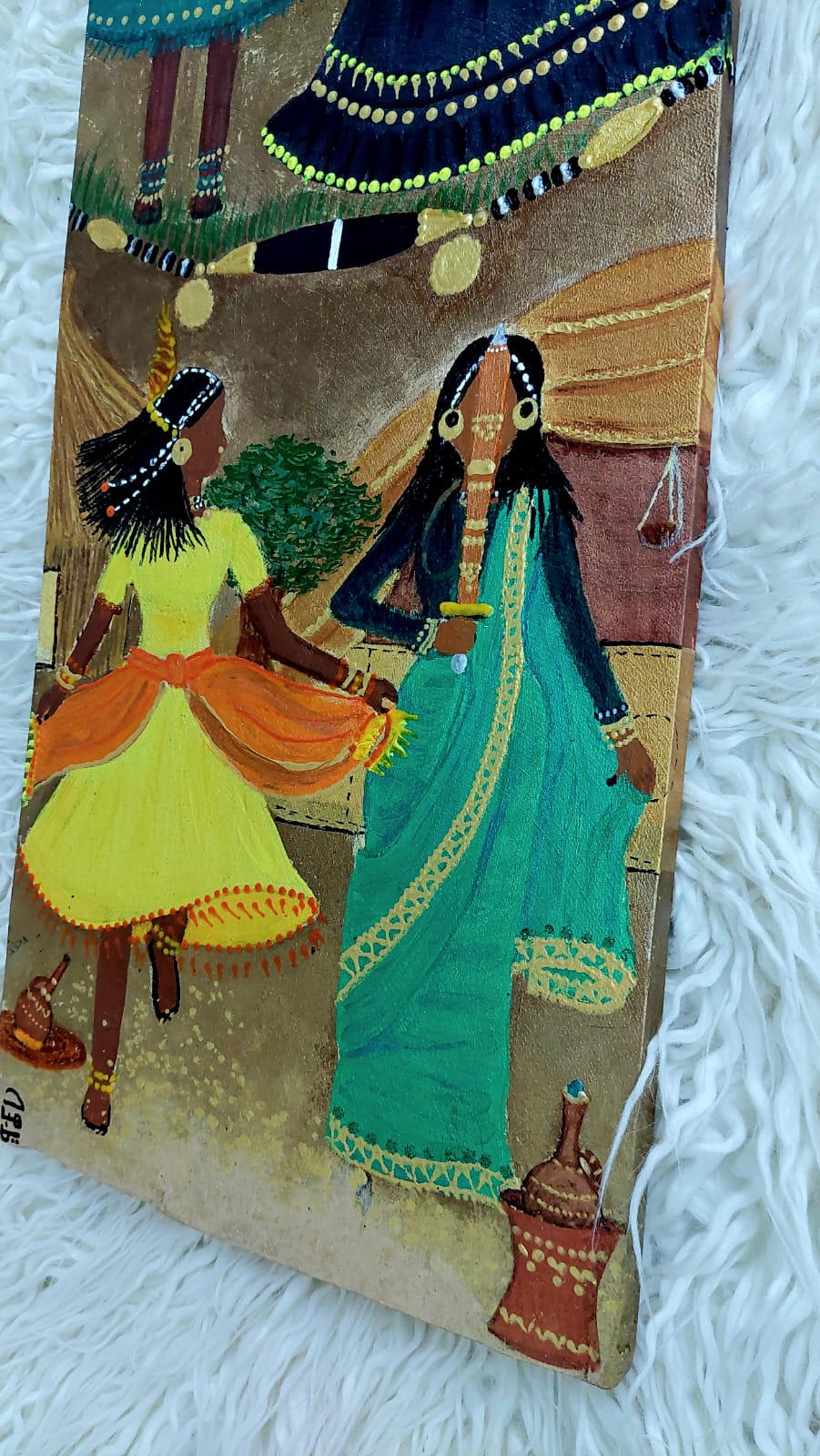 In the dancing circle wooden slate painting