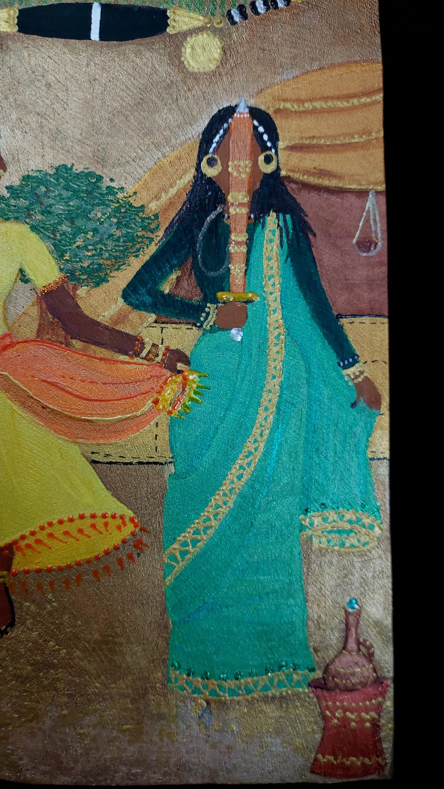 In the dancing circle wooden slate painting