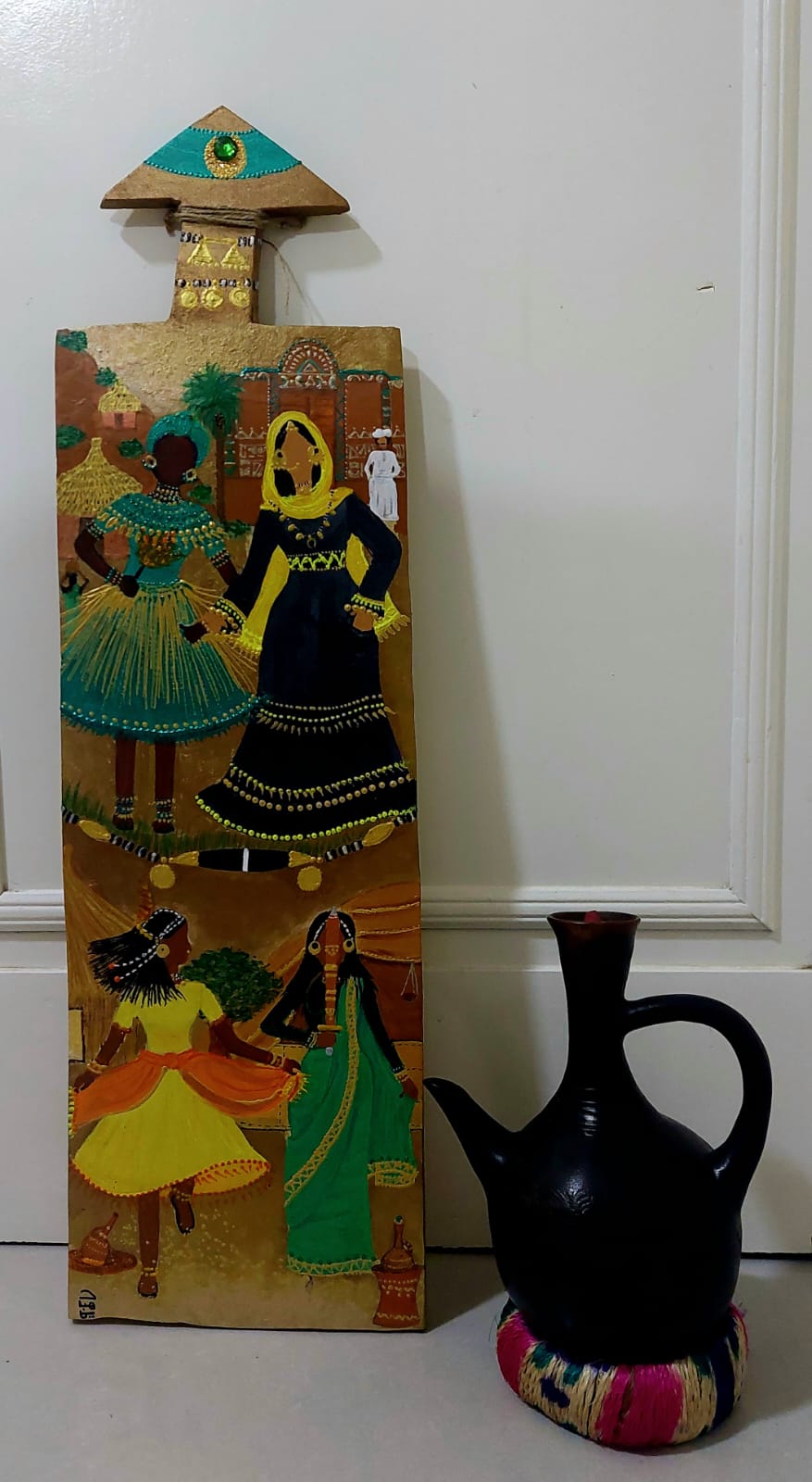 In the dancing circle wooden slate painting