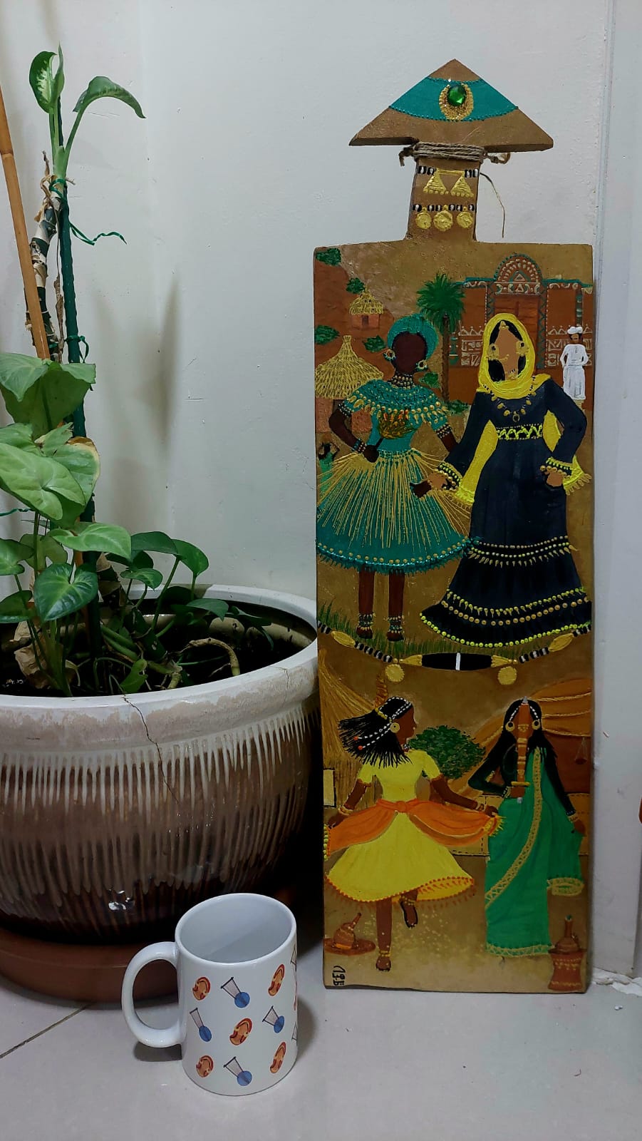 In the dancing circle wooden slate painting