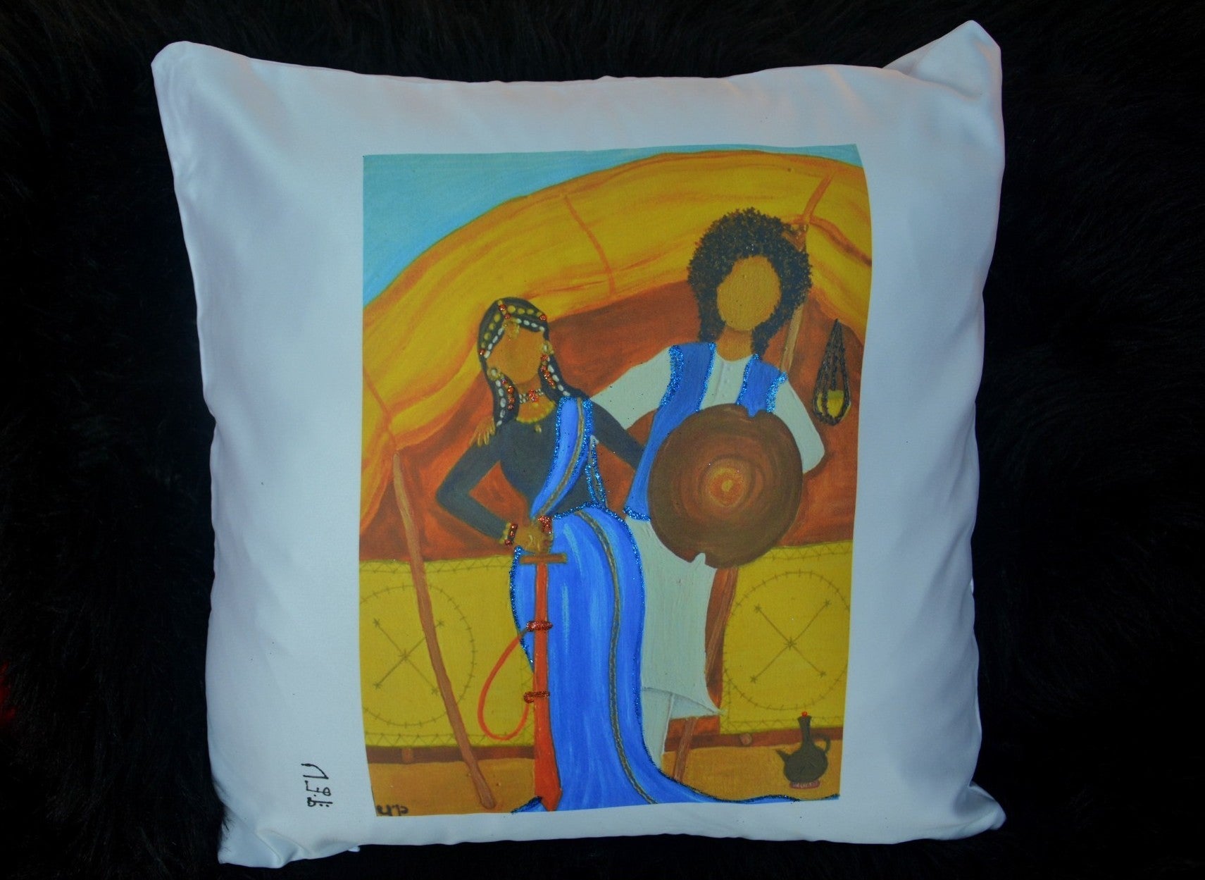 Tagoug wa Al-Mahalag Cushion Cover – غطاء وسادة تاجوج و المحلق
