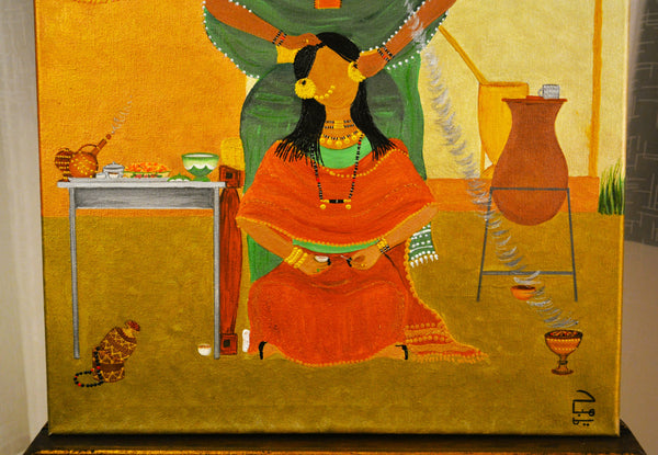 The Hair Breader in Omdurman Painting- لوحة المشاطة في امدرمان