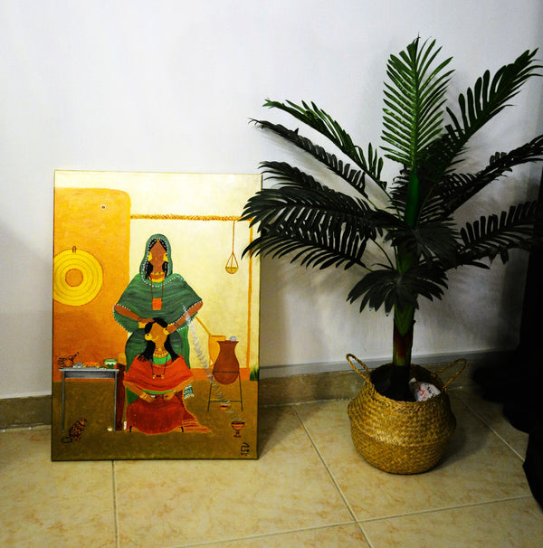 The Hair Breader in Omdurman Painting- لوحة المشاطة في امدرمان