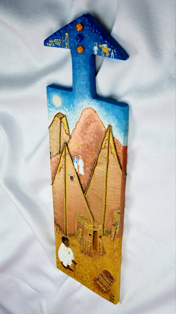 Hassan at Al Bagarawya Wooden Slate Painting-لوح حسن في البجراوية