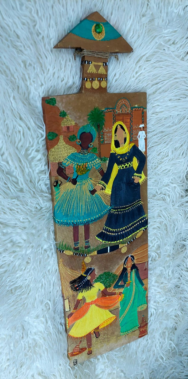 In the dancing circle wooden slate painting 