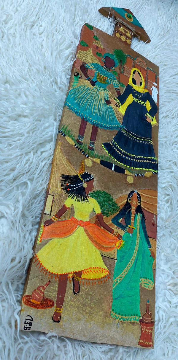 In the dancing circle wooden slate painting 